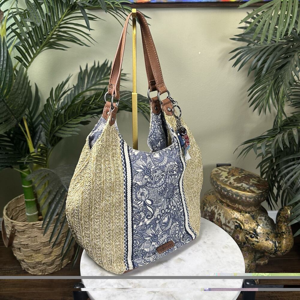 Sak roots Tote Hobo Bucket Large, Corton, Jute Boho Hippie - Picture 15 of 16